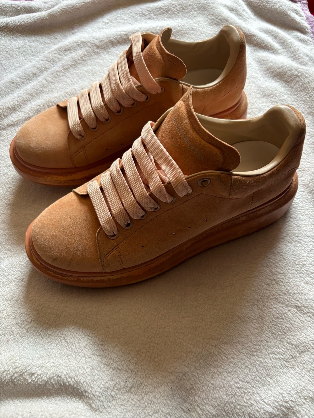 Alexander McQueen Tan Suede Platform Sneakers